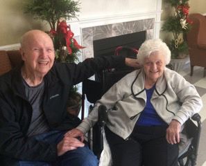 Hal and Charlotte Reaves. (Dad visiting Mom in her home)